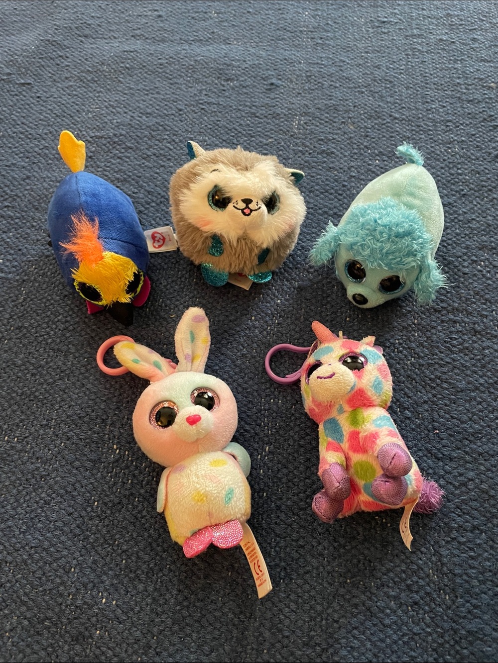 Ty Small Plush Pet Keychain Set - Blue, Teal, Pink, Multicolor